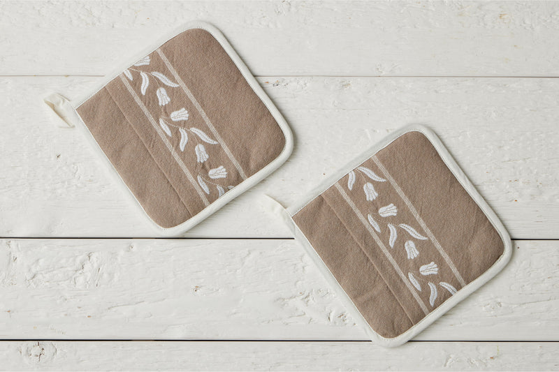 QMN117UW9 etuhome Pot Holder White Tulip Set of 2