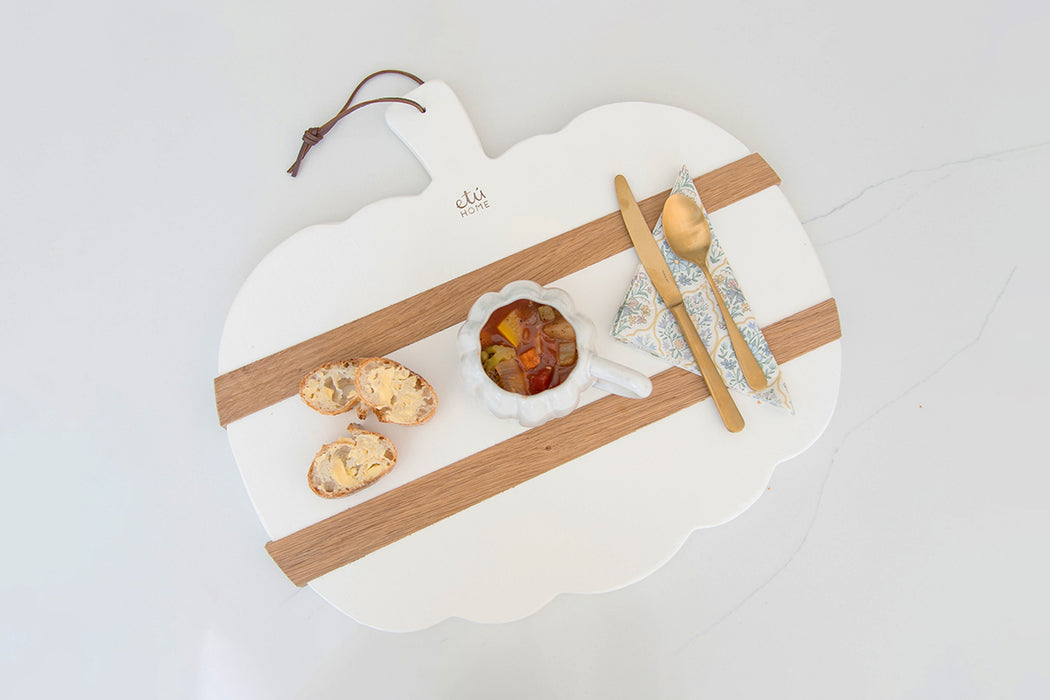 White Mod Pumpkin Charcuterie Board, Large