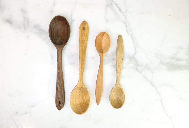 Euro Serving Spoon Set, Fruitwood