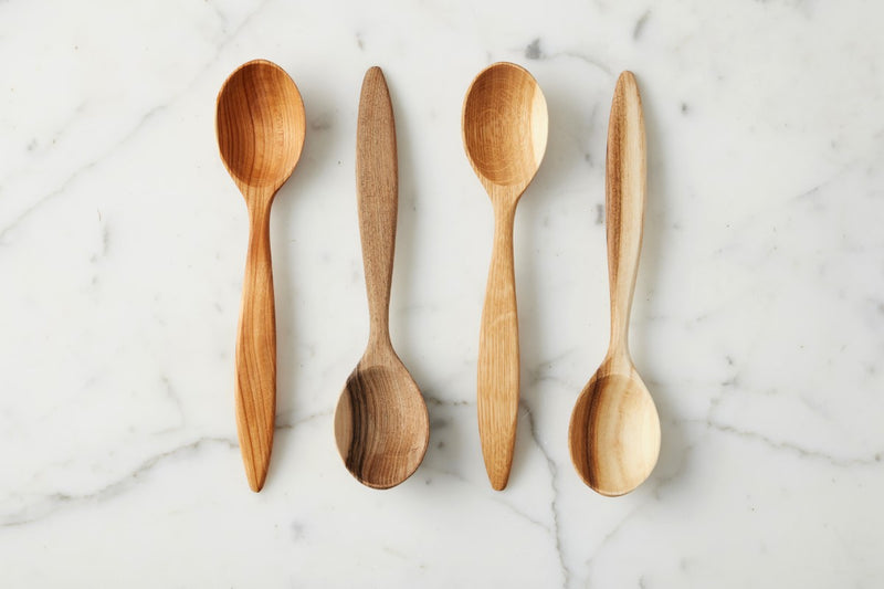 Euro Serving Spoon Set, Fruitwood