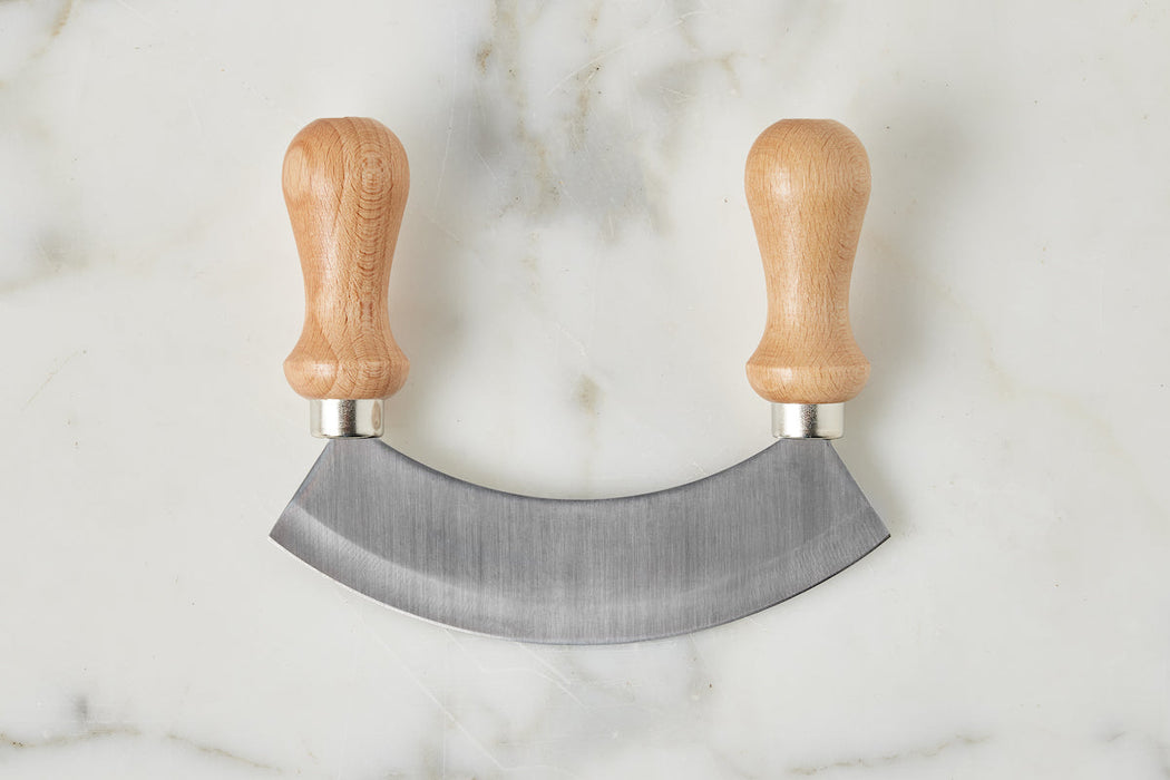 Italian Cutting Board Bowl with Mezzaluna Bundle, Large