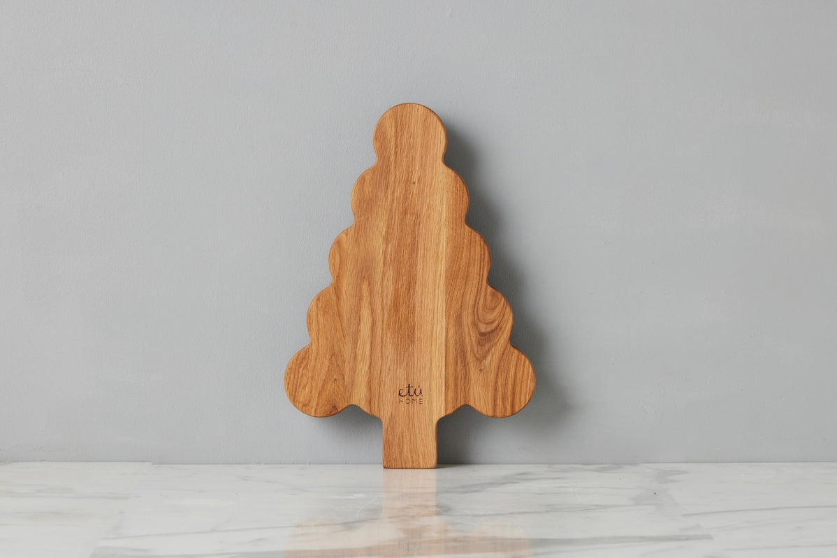 Etu Home Square Scalloped Board with Cheese Markers, Small, Spruce