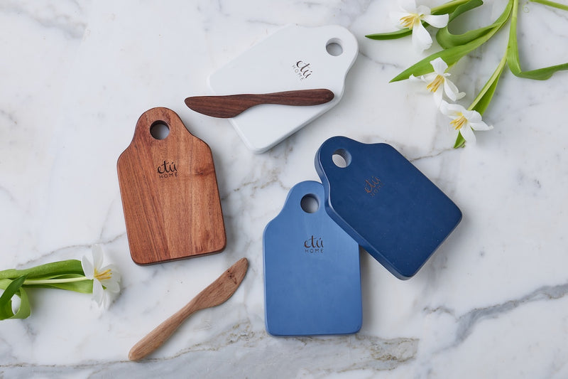 Mini Appetizer Board with Spreader, Small, Navy Blue