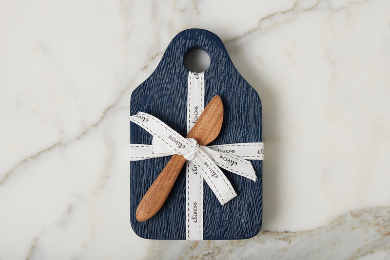 Mini Appetizer Board with Spreader, Small, Navy Blue