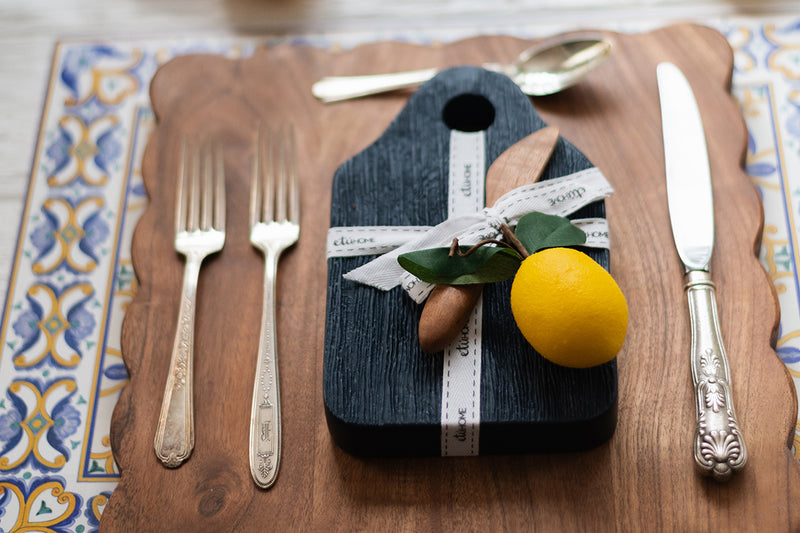 Mini Appetizer Board with Spreader, Small, Navy Blue