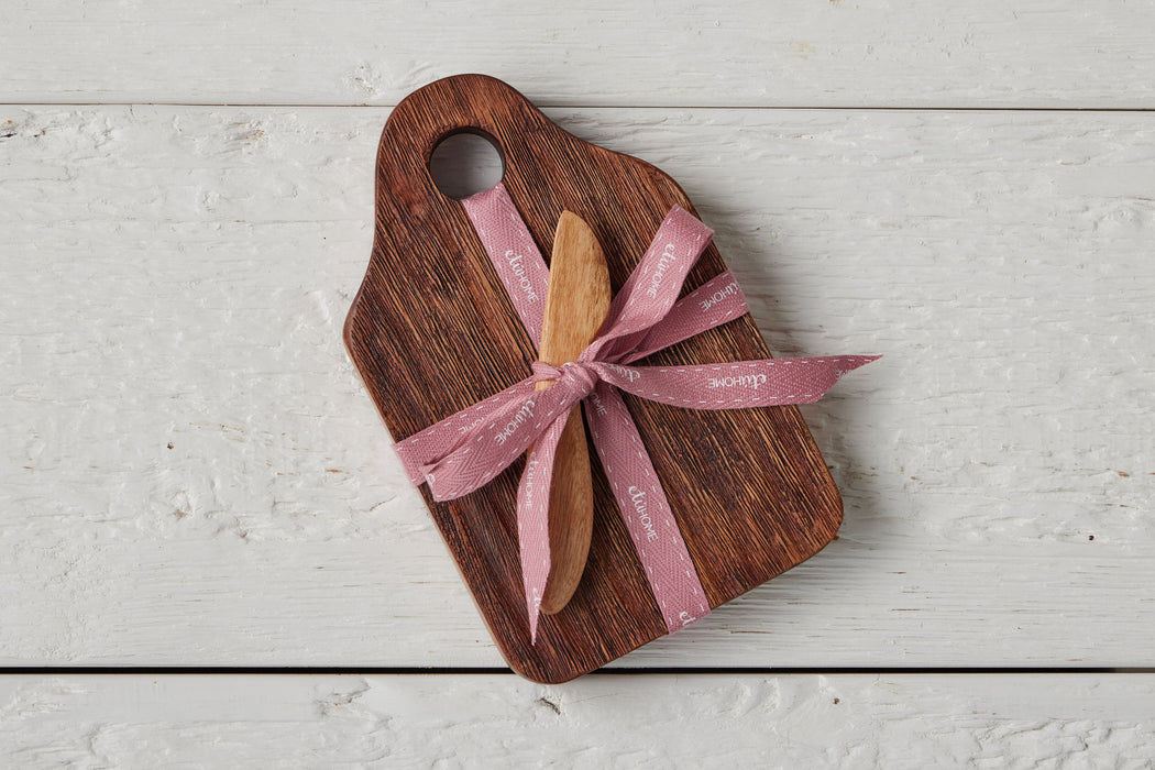 RMN218ANE4 etuhome Tasting Board with Spreader Small Natural Blush Pink Ribbon