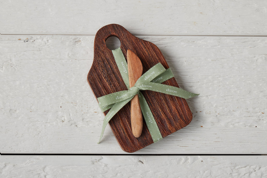 Mini Natural Appetizer Board Sage Green Ribbon