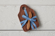 RMN218ANZ4 etuhome Mini Natural Appetizer Board with Spreader Denim Ribbon