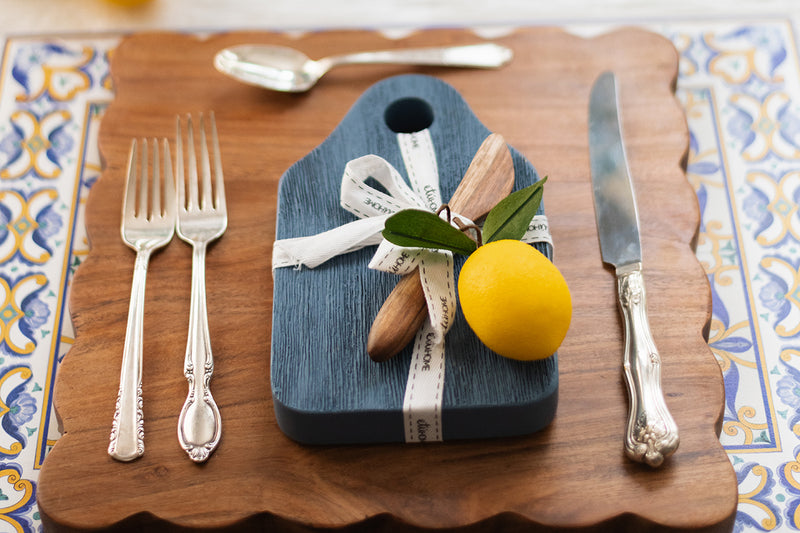Mini Appetizer Board with Spreader, Small, Denim Blue