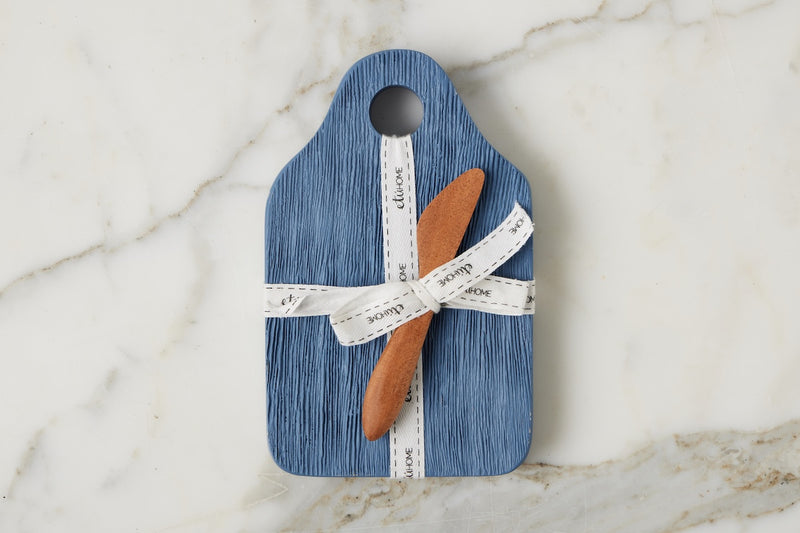 Mini Appetizer Board with Spreader, Small, Denim Blue