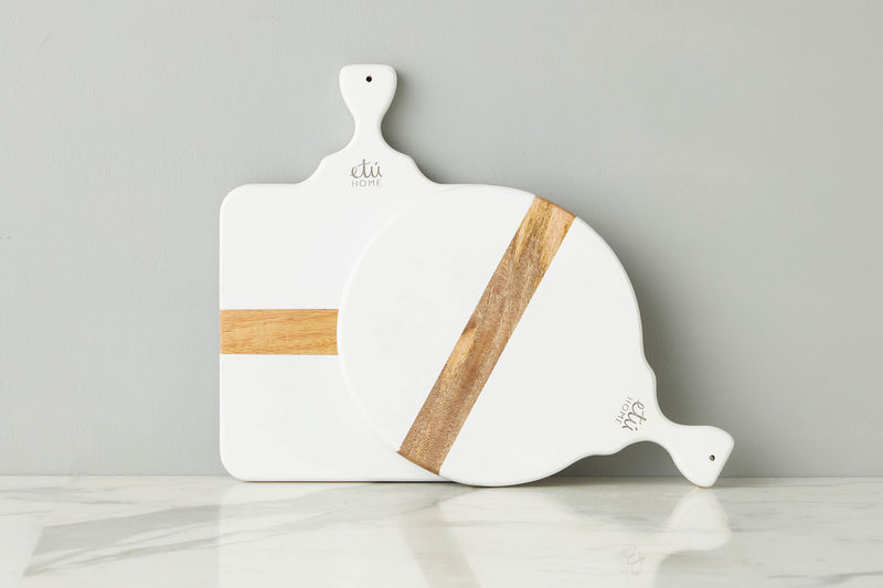 White Mod Cheese Boards, Small Rectangle and Small Round