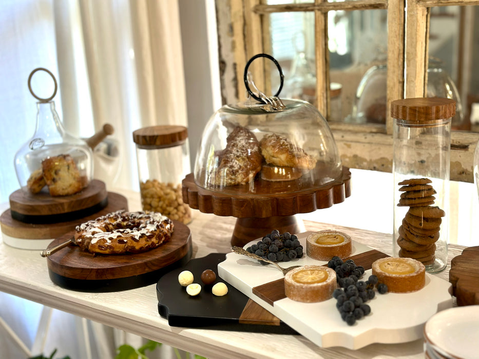 RMN255EK2 etuhome Trefoil Wood Cheese Board Charger Black