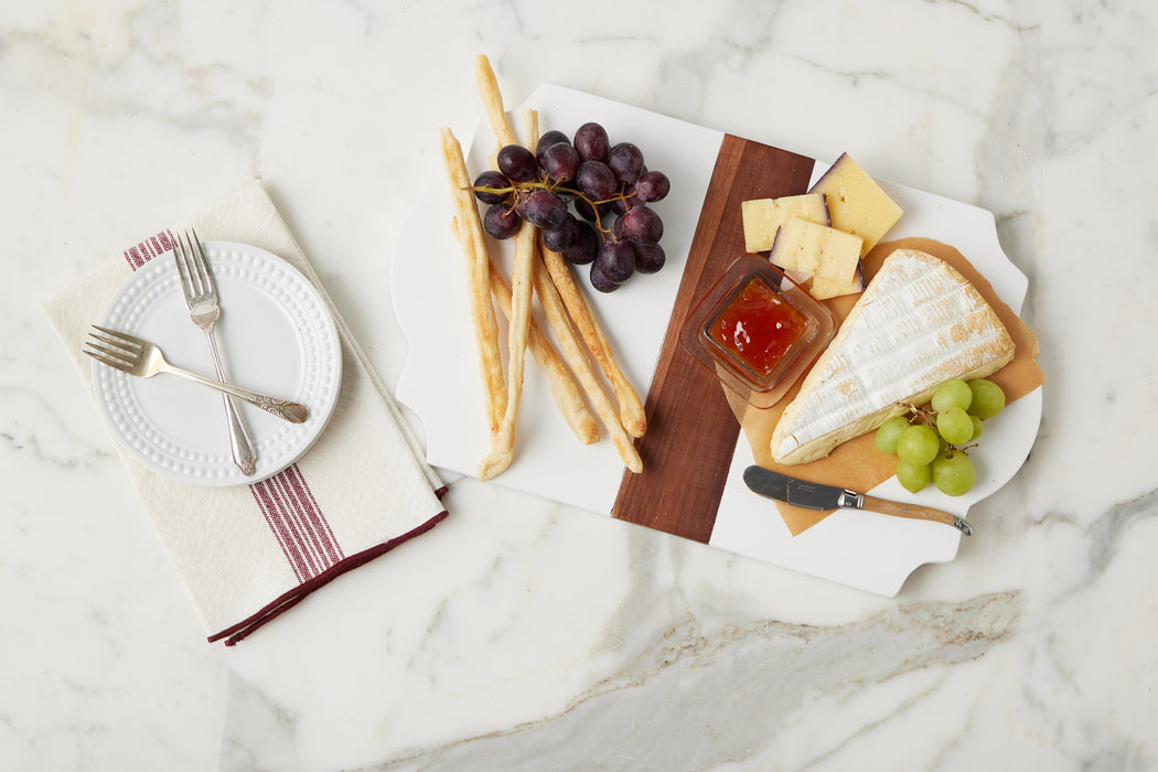 RMN255EW2 etuhome Trefoil Wood Cheese Board Charger White