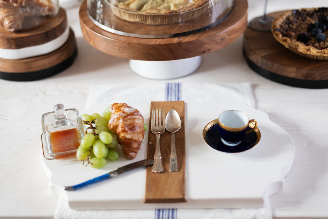 RMN255EW2 etuhome Trefoil Wood Cheese Board Charger White