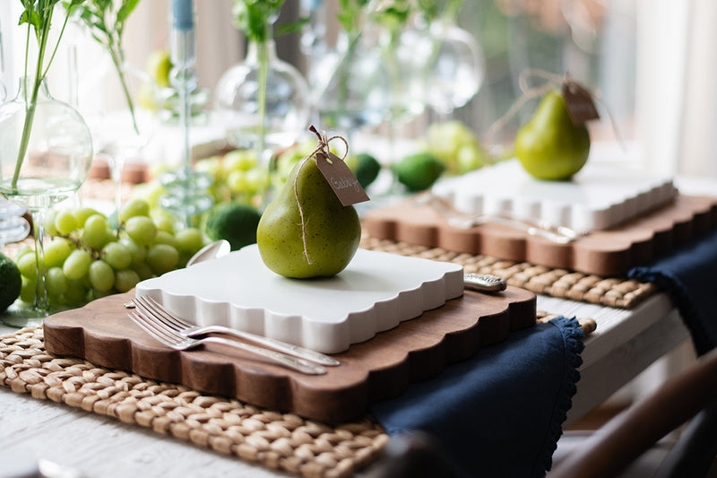 Scalloped Appetizer Cheese Board, White/Natural, Set of 2