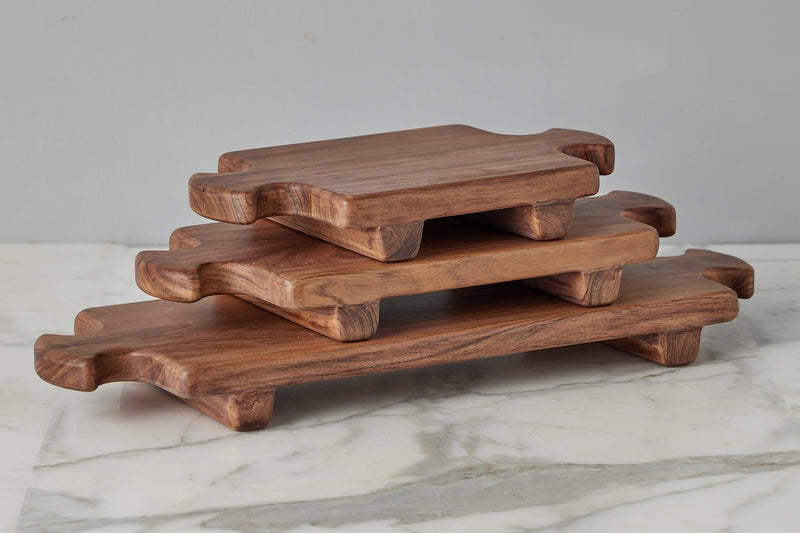 Normandy Wood Riser Footed Tray, Large