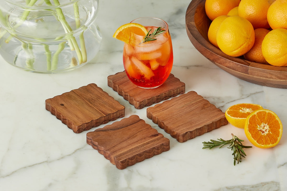 etúHOME Scalloped Wood Coasters