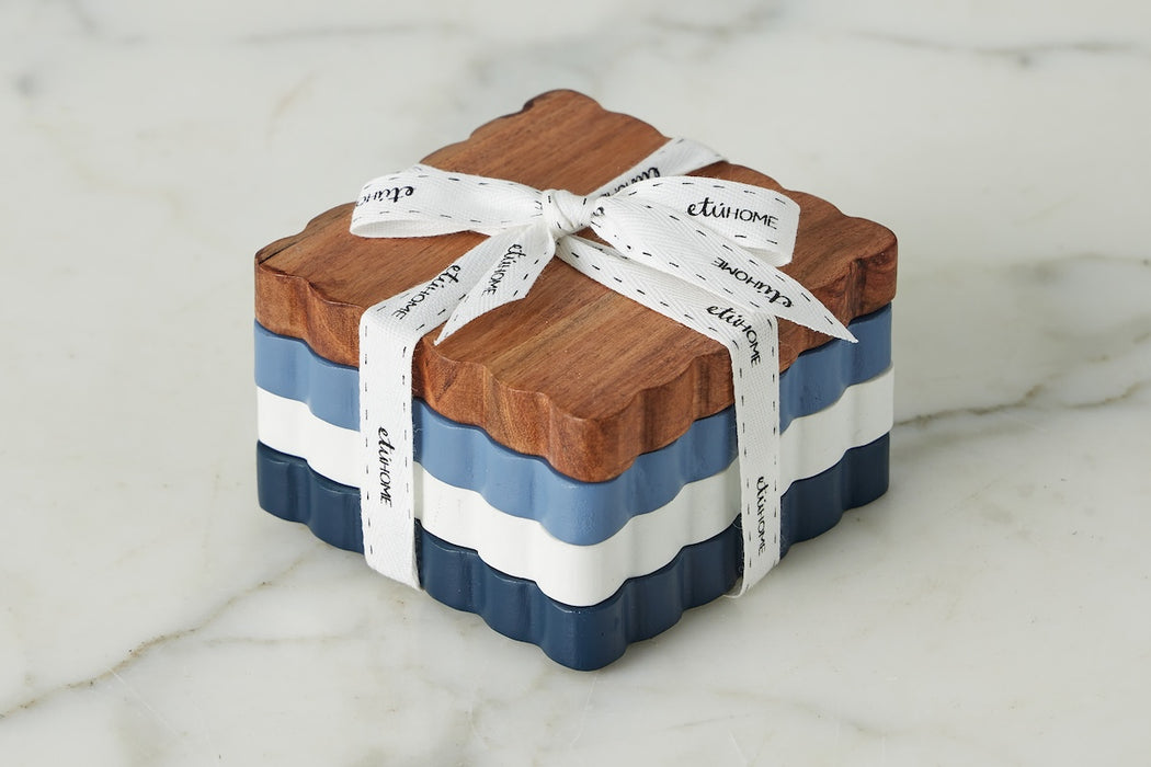 Nautical Scalloped Coasters, Set of 4