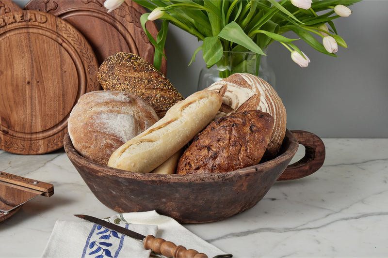 Vintage Wood Bowl, Carved Handle