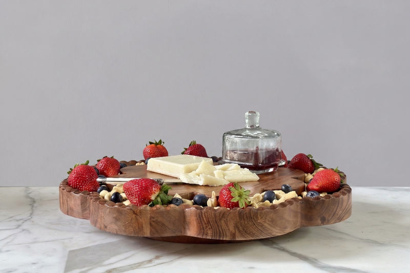 Vintage English Bread Board, Scalloped Lazy Susan
