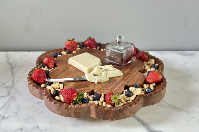Vintage English Bread Board, Scalloped Lazy Susan