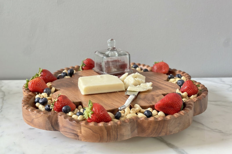 Vintage English Bread Board, Scalloped Lazy Susan