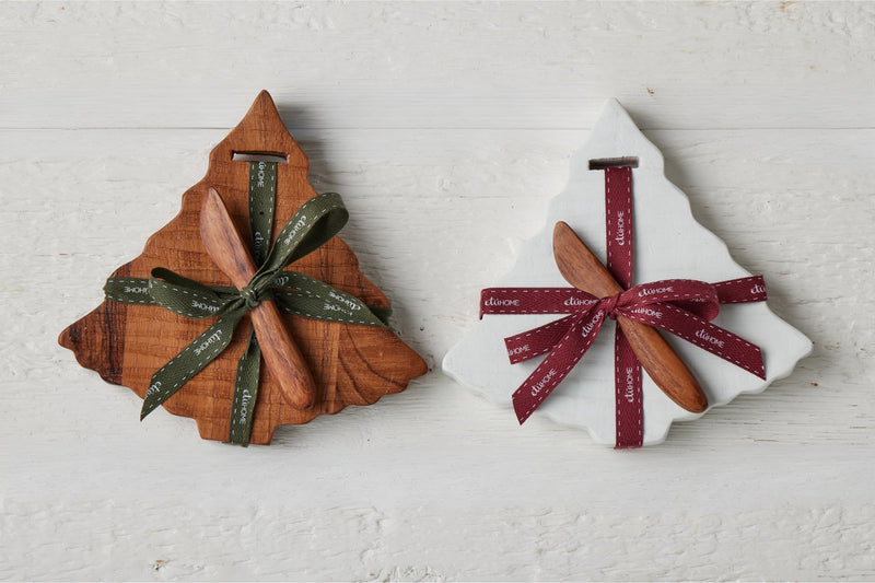 Mini Tree Board, White, Merlot Ribbon