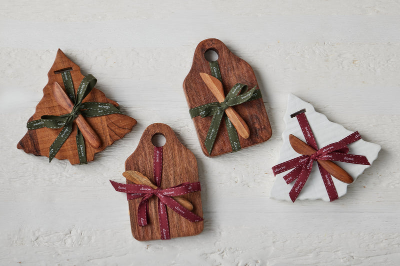Mini Tree Board, White, Merlot Ribbon