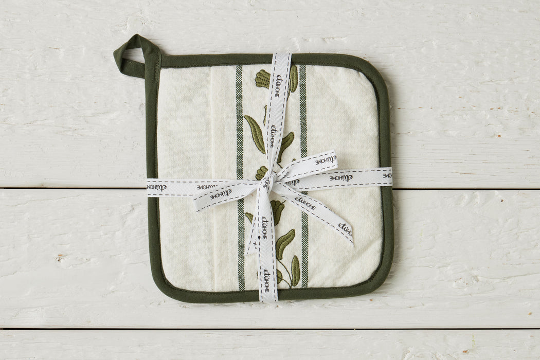 QMN117UG9 etuhome Pot Holder Spruce Green Tulip Set of 2