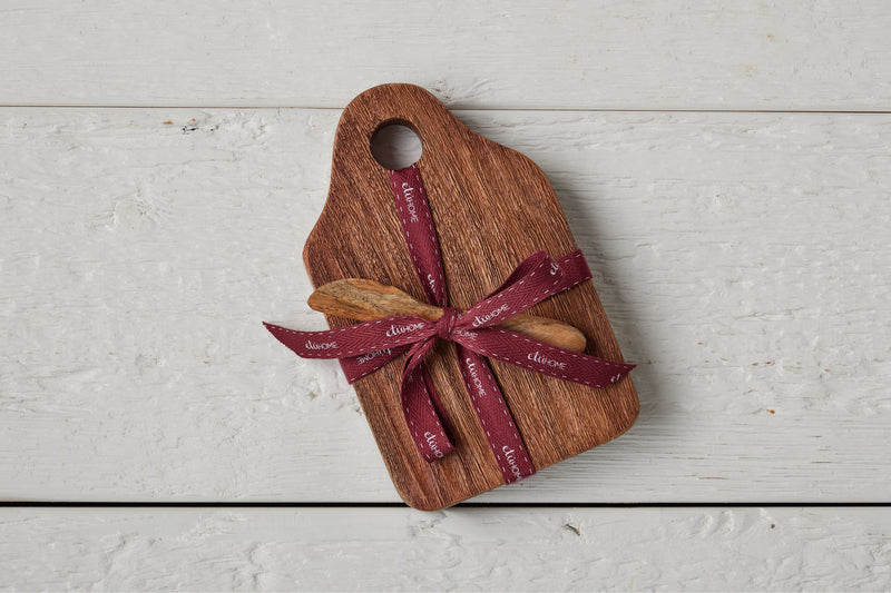 Mini Appetizer Board, Natural, Merlot Ribbon