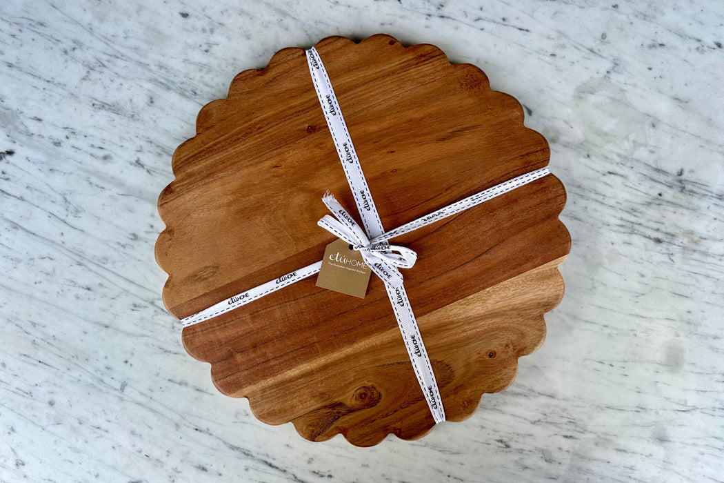 Scalloped Cutting Board Charger, Large Round