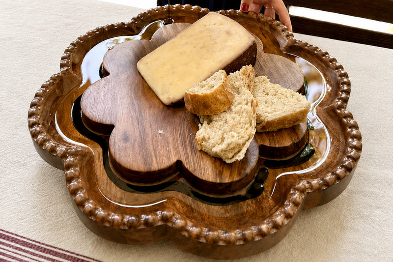 Vintage English Bread Board, Scalloped Lazy Susan