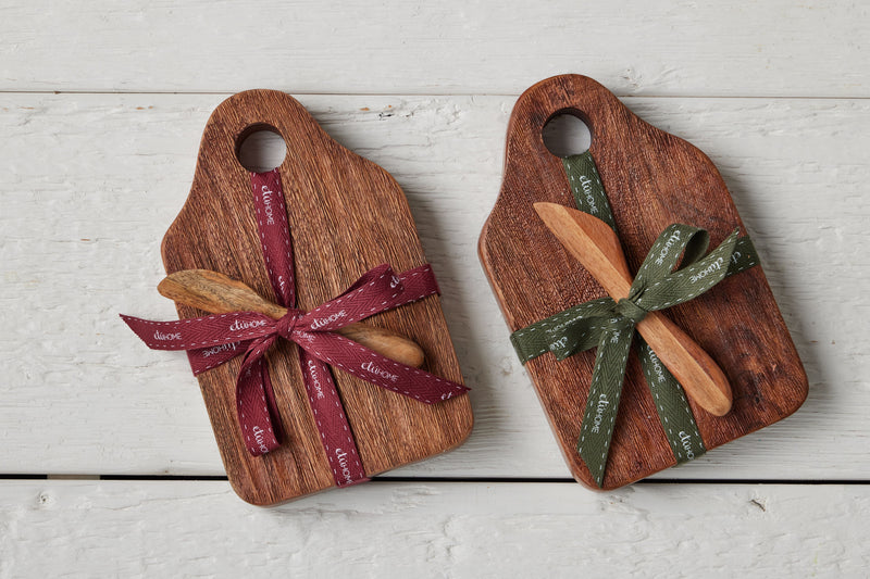 Mini Appetizer Board, Natural, Merlot Ribbon