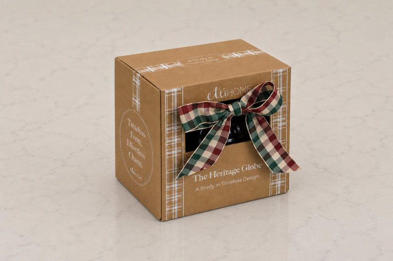 5" Glass Globe Ornament, Spruce Plaid