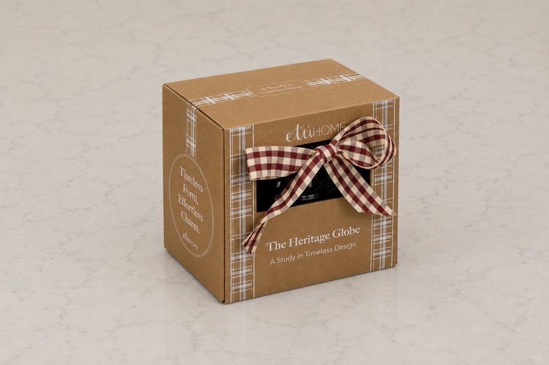 5" Glass Globe Ornament, Merlot Plaid