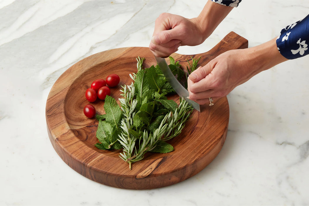 Italian Cutting Board Bowl with Mezzaluna Bundle, Small