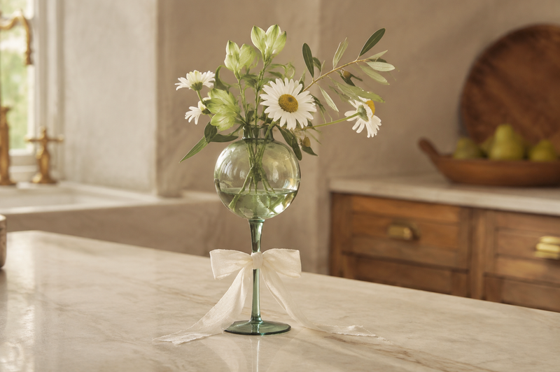 Sage Wine Glass Vase, Medium
