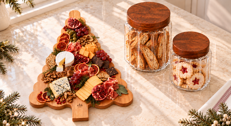 Fluted Glass Canister, Wood Lid, Small