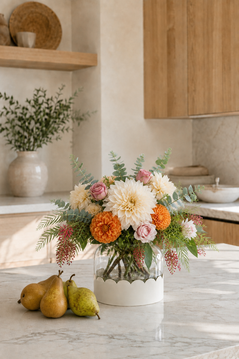 Scalloped Bloom Vase, White