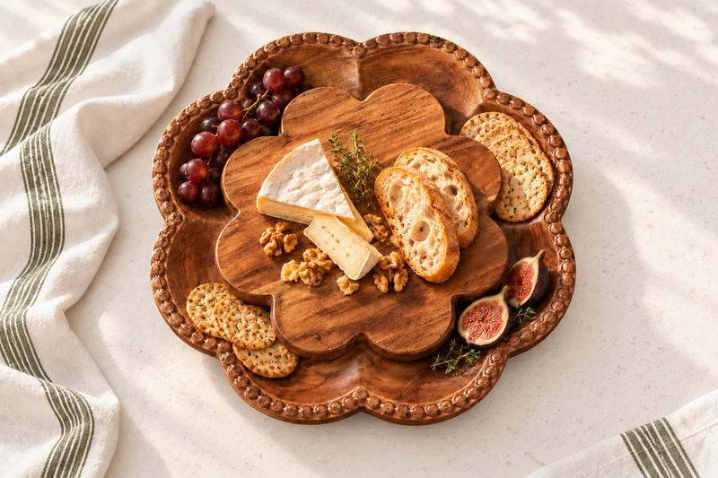 Vintage English Bread Board, Medium Scalloped