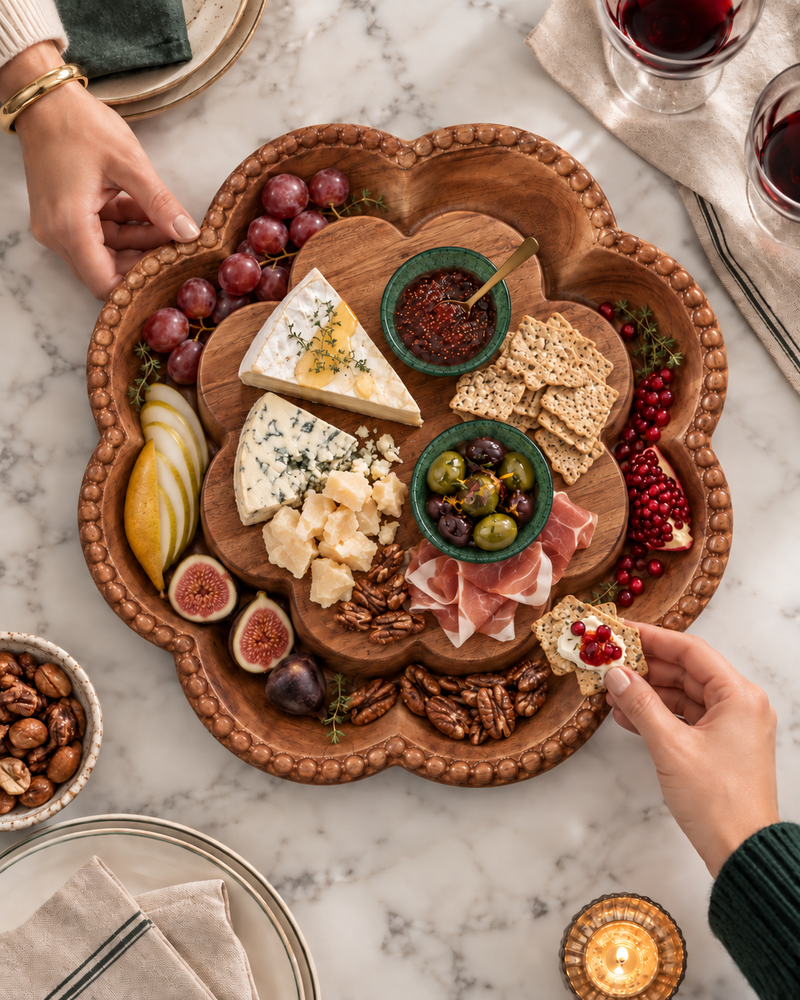 Vintage English Bread Board, Scalloped Lazy Susan