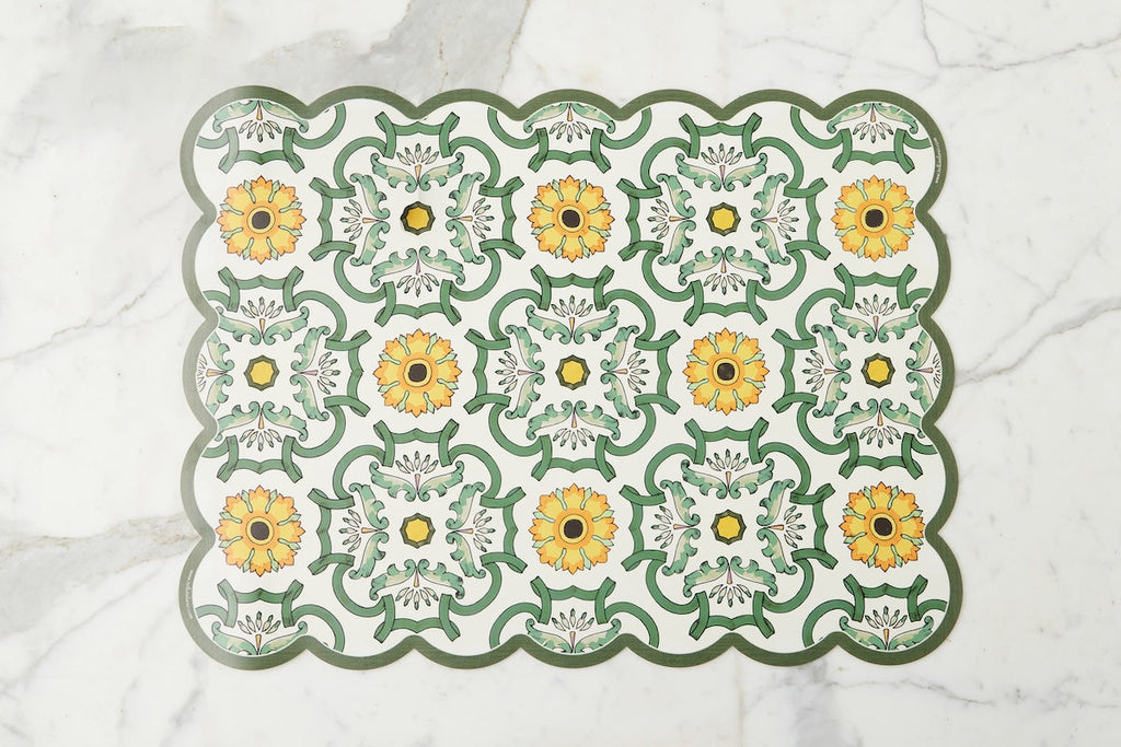 Scalloped Floor Mat Rectangle Sage
