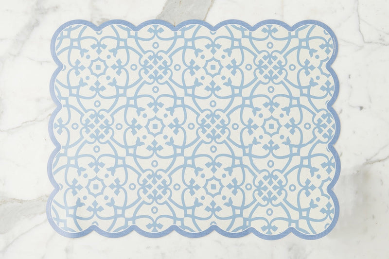 Scalloped Floor Mat, Rectangle, Denim and White (24" x 32")