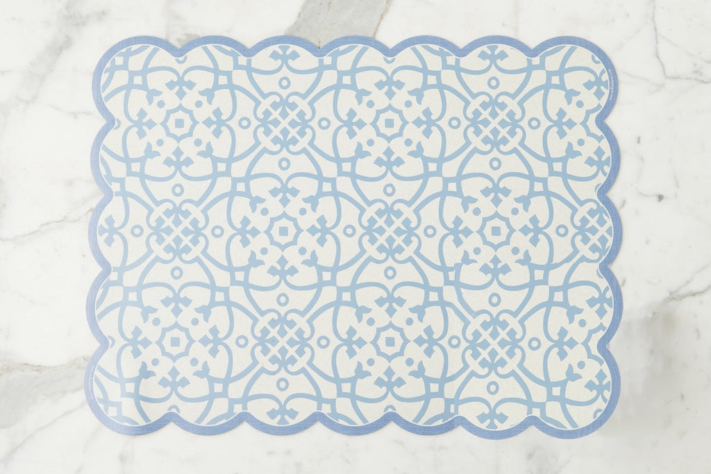 Scalloped Floor Mat Rectangle Denim