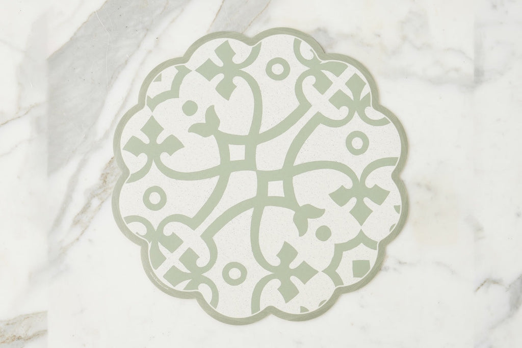Scalloped Placemat Round Sage