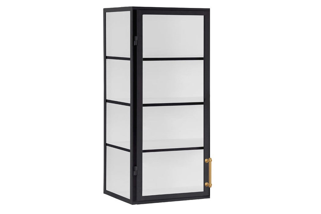 (IN-STOCK) Black Wall Hanging Glass Display Cabinet, 24", Left Side Hinge