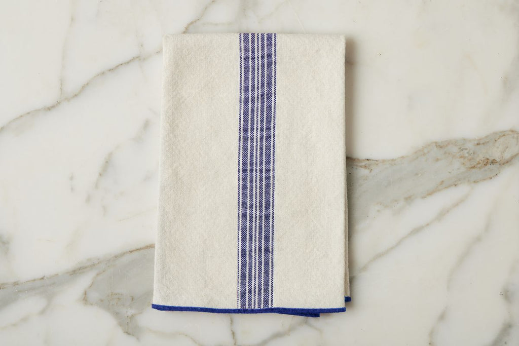 Dinner Napkins Vintage Navy Blue Stripe Set 4