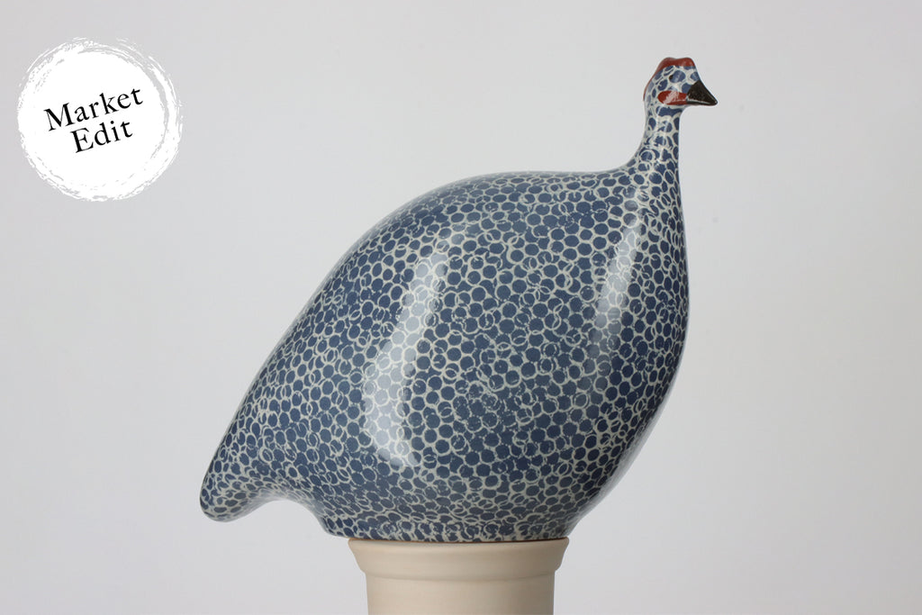 Guinea Fowl Electric Blue Spotted White