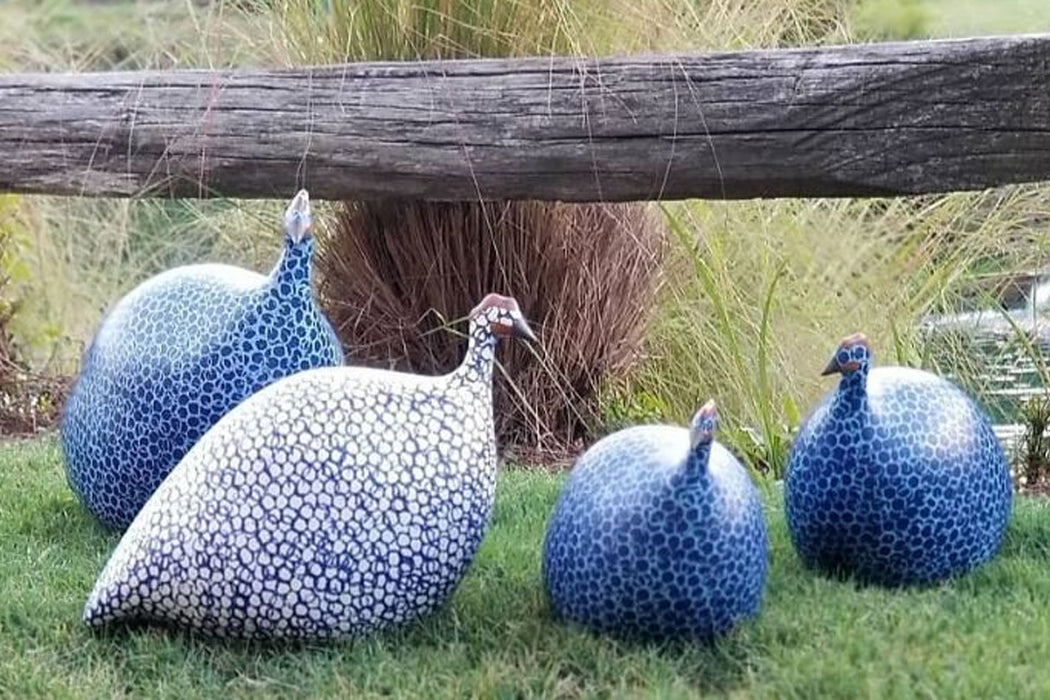 Guinea Fowl, Matte White Spotted Cobalt