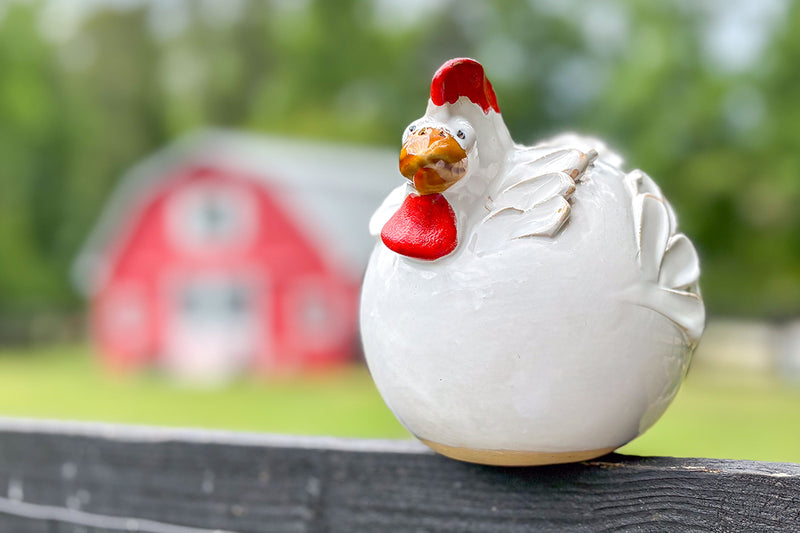 Ceramic Country French Hen, Small, White